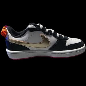 Nike Court Borough S2E Low-Top Sneakers - White/Black with Gold Swoosh